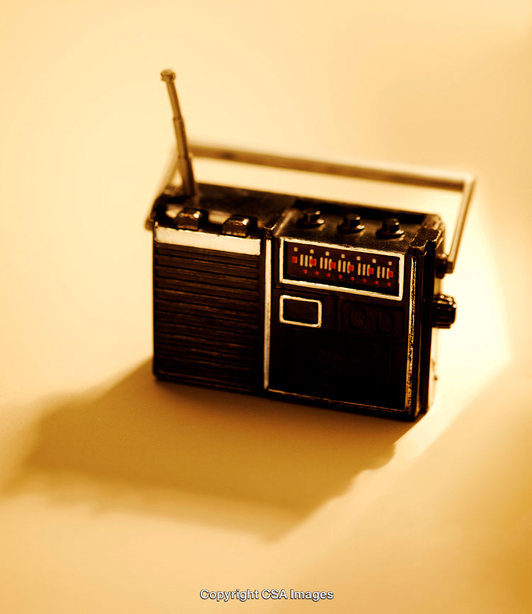Vintage Toy Radio With Retro Design on Monochromatic Background