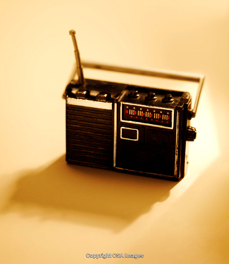 Vintage Toy Radio With Retro Design on Monochromatic Background