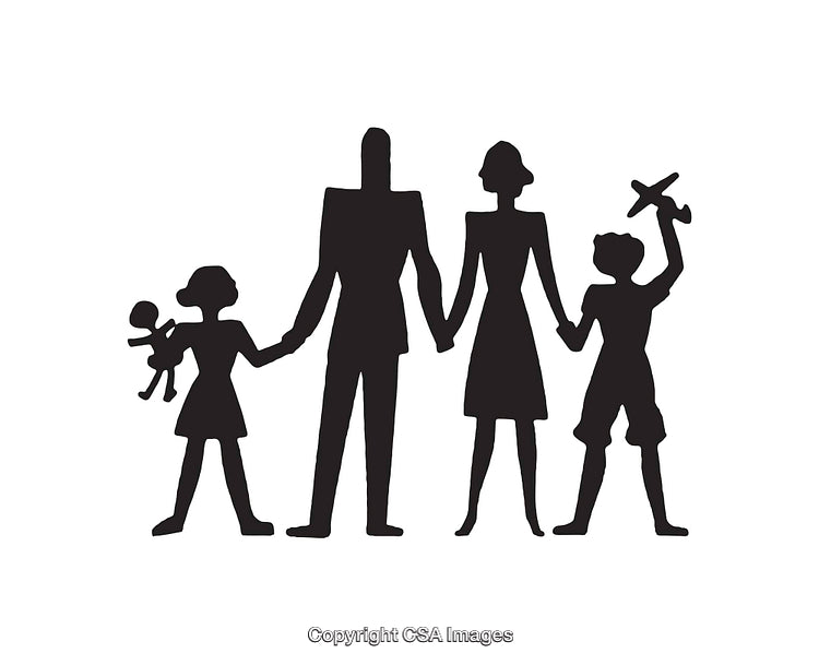 Silhouette Illustration of a Family Holding Hands in Harmony