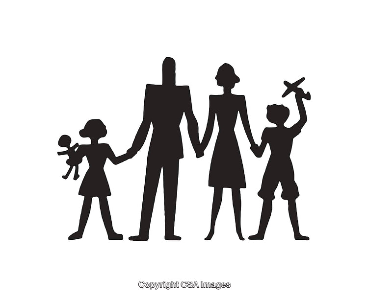 Silhouette Illustration of a Family Holding Hands in Harmony