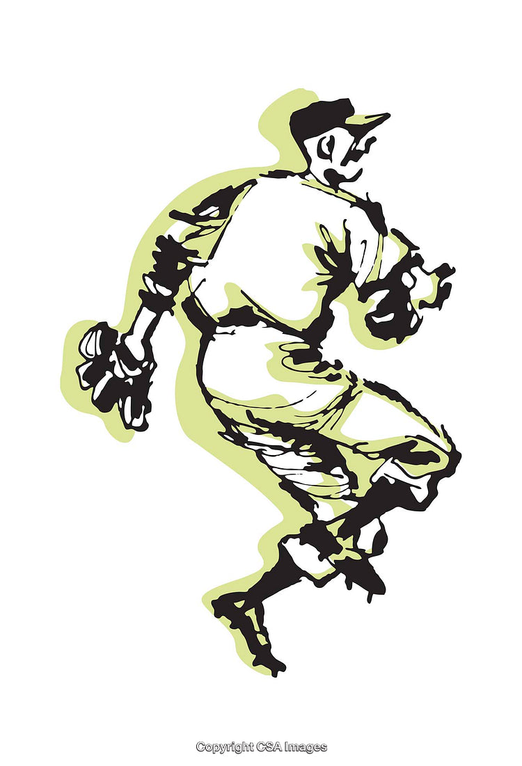 Dynamic Color Illustration of a Baseball Player in Action
