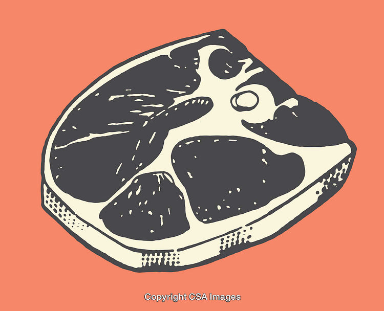 Colorful Line Art Illustration of Steak Meat with Abstract Detailing