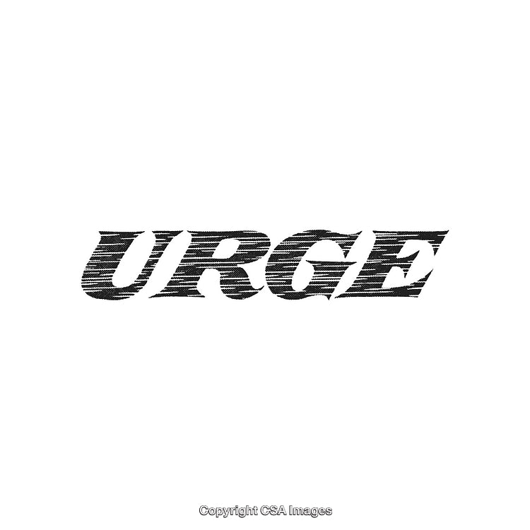 Bold Word Art Featuring 'Urge' in Textured Typeface on White Background