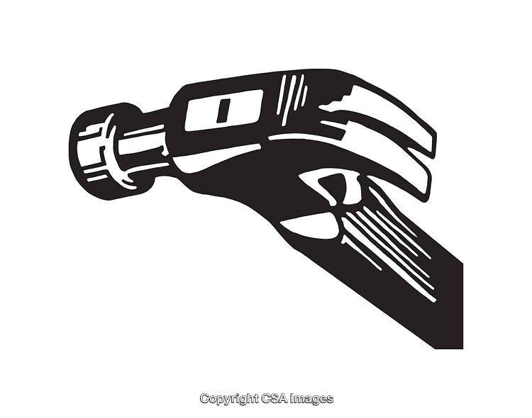 Black and White Line Art of a Claw Hammer Illustration