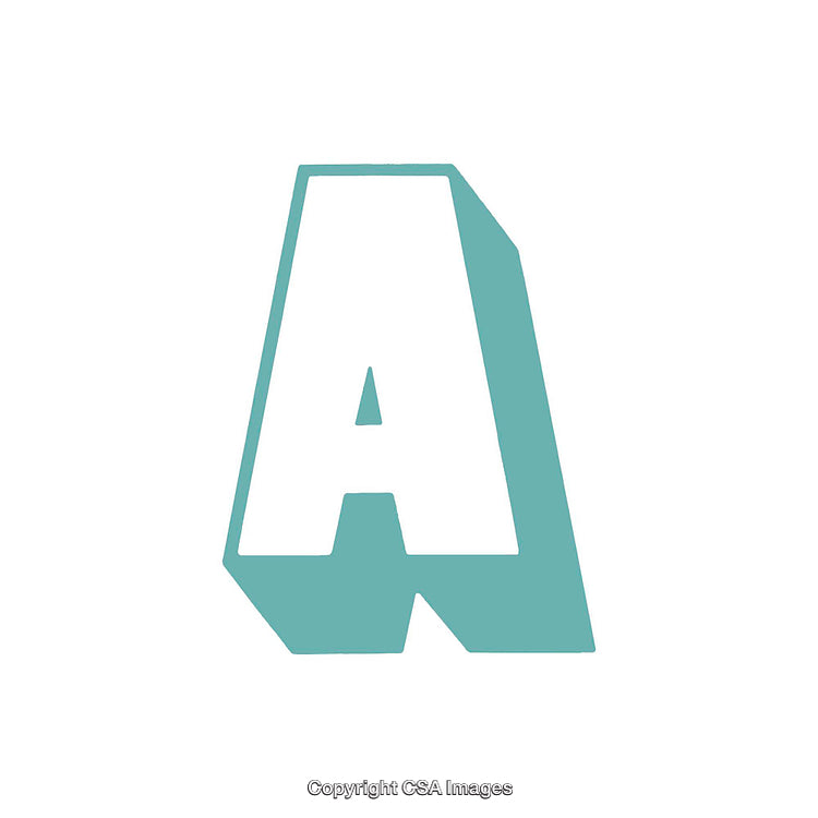 Bold 3D Letter A in White and Teal Design