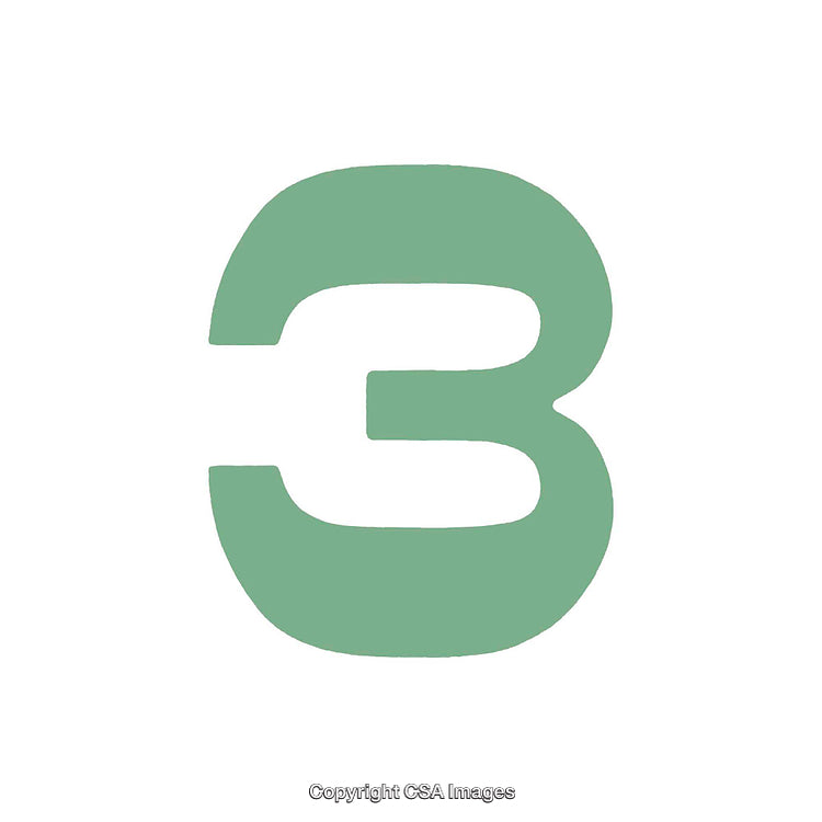 Green Number Three in Minimalist Artistic Typography Design