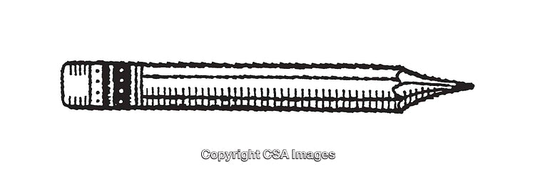 Detailed Black and White Line Art Illustration of a Wooden Pencil