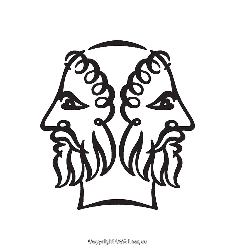 Black and White Line Art of Two Facing Profiles Symbolizing Duality