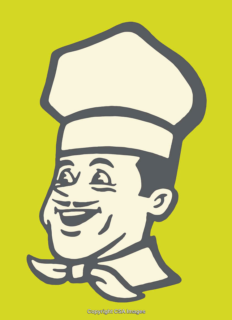 Smiling Chef Illustration in Retro Color Line Art Style