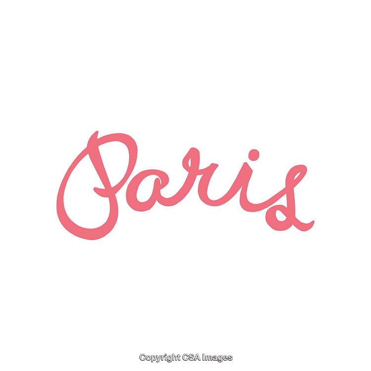 Elegant Pink Calligraphy Text Depicting the Word Paris on White Background
