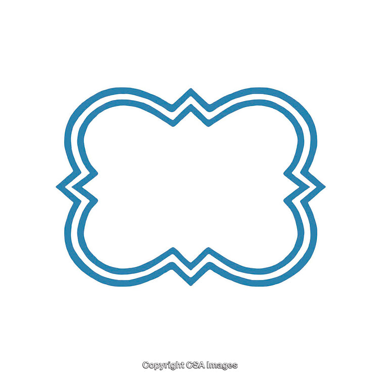 Elegant Blue Geometric Frame with Symmetrical Design on White Background