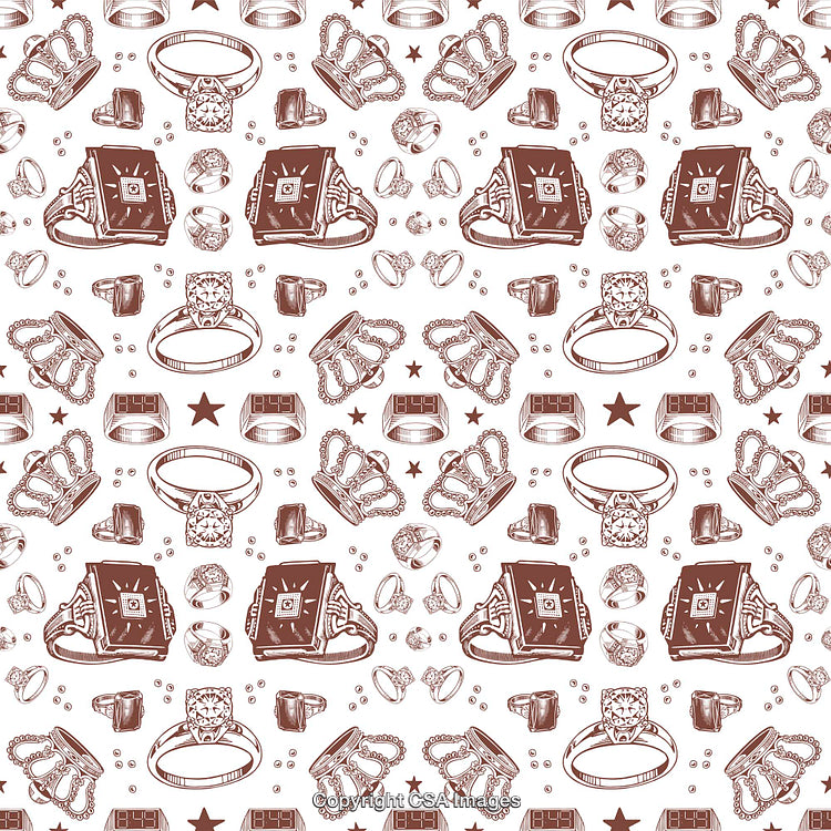 Elegant Jewelry and Decorative Elements in Detailed Monochrome Pattern