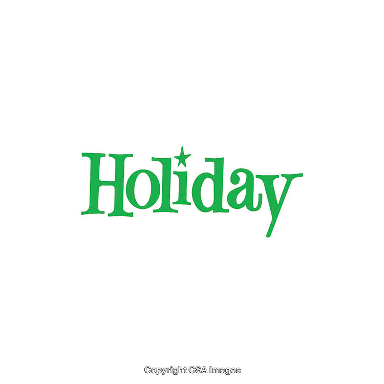 Green Holiday Word Design with Star Accent on White Background