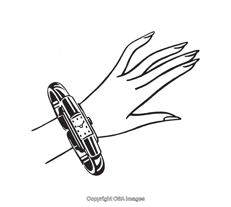 Elegant Line Art of a Hand Wearing a Stylish Bracelet Watch