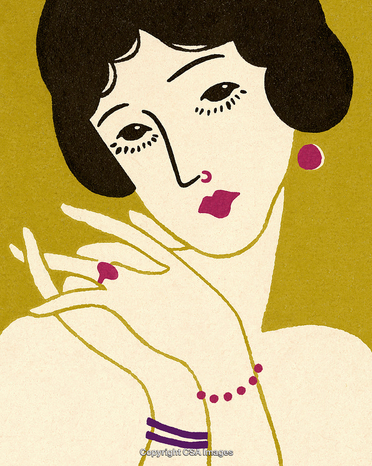 Elegant Minimalist Portrait of a Woman in Retro Art Nouveau Style