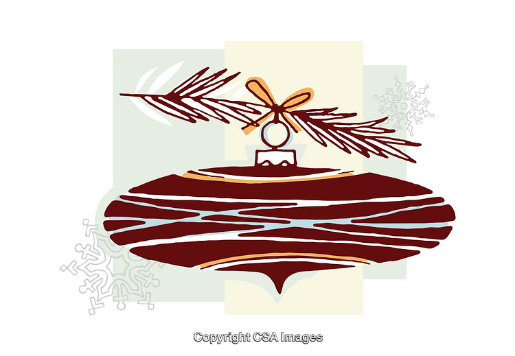 Decorative Pine Ornament with Festive Design and Snowflakes Illustration