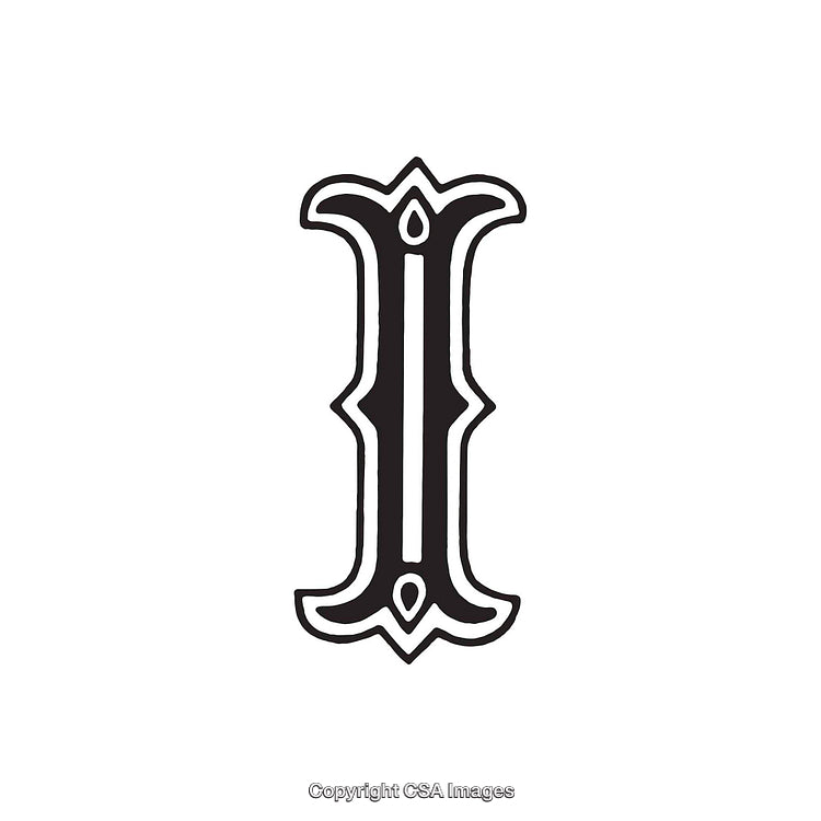 Ornate Decorative Gothic Styled Letter I Isolated on White Background