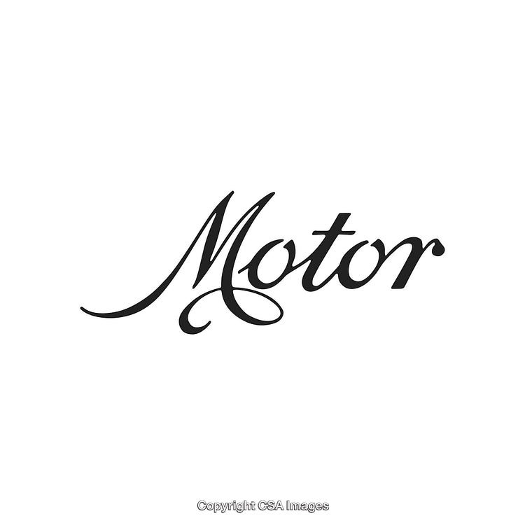 Elegant Script Typeface Displaying the Word 'Motor' in Black and White