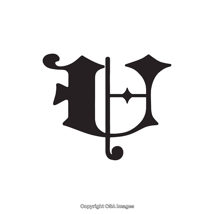 Ornate Decorative Black Letter U in Gothic Calligraphy Style