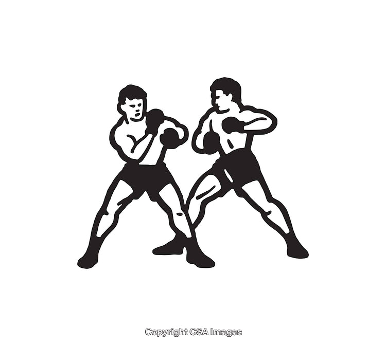 Black and White Illustration of Two Boxers in a Boxing Stance