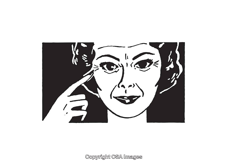 Black and White Line Art Portrait of a Woman with a Thoughtful Expression