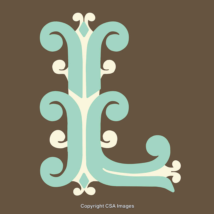 Ornate Illustrated Letter L With Elegant Decorative Design Motifs