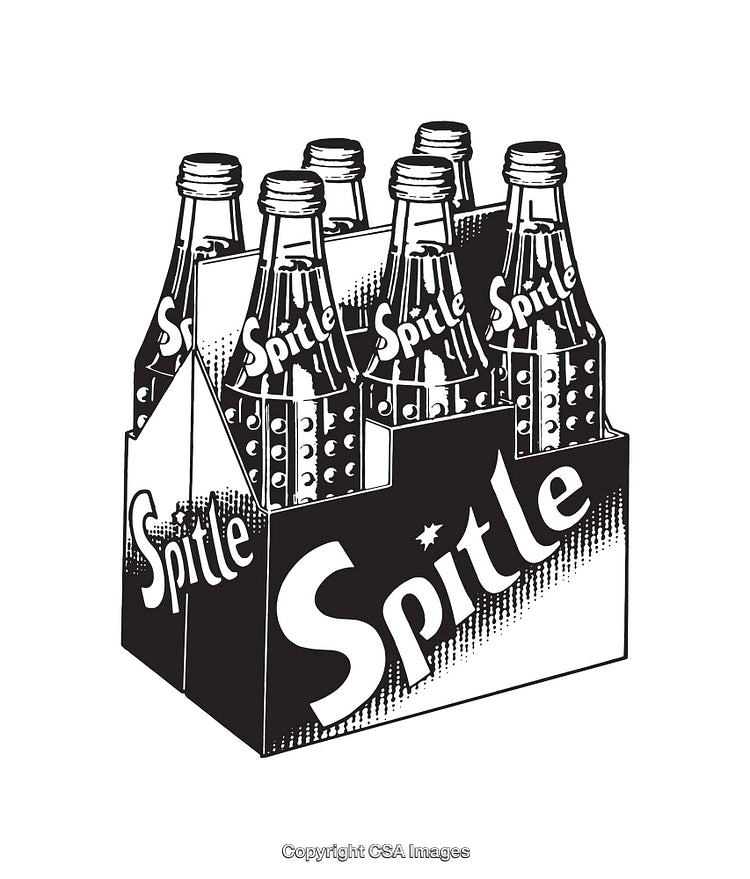 Black and White Soda Bottle Pack Line Art