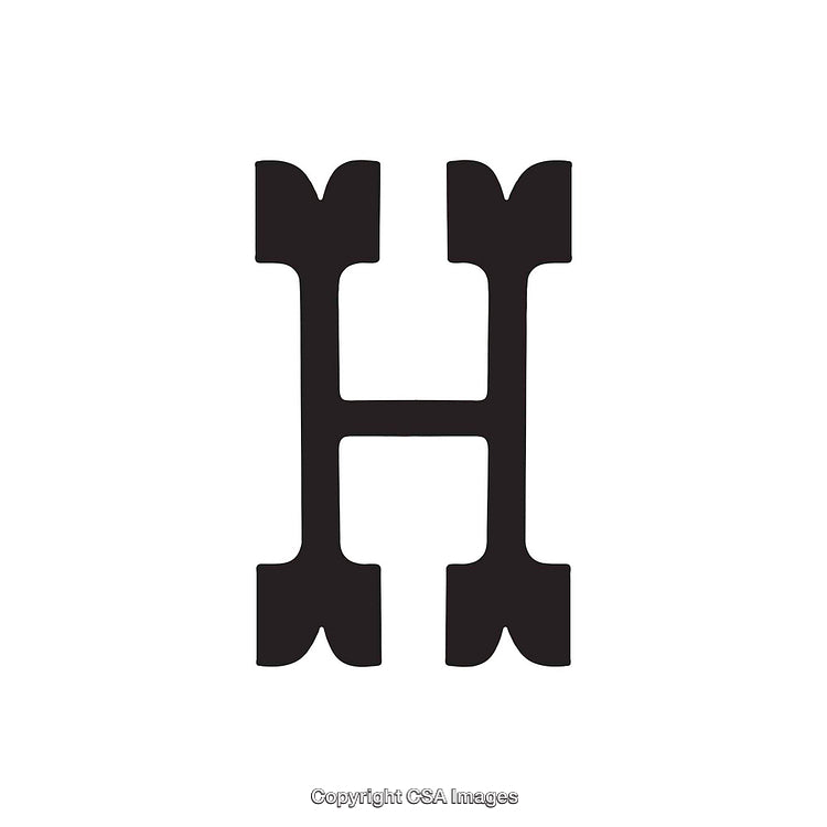 Bold Serif Letter H in Black on White Background