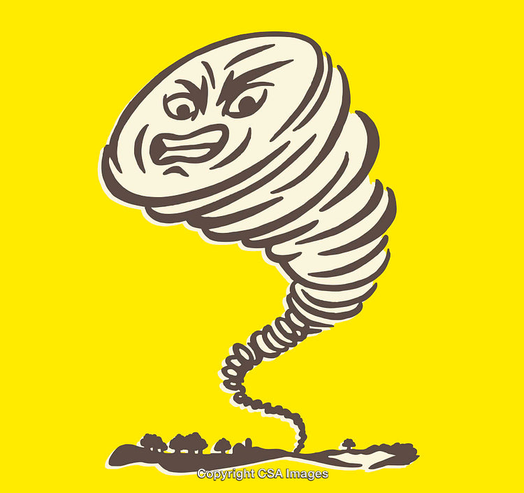Animated Drawing of a Tornado with a Cartoon Character Face