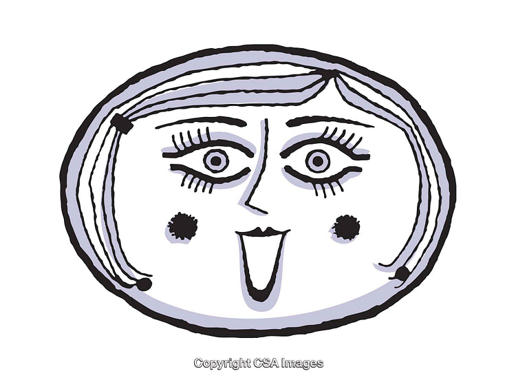 Whimsical Line Art Illustration of a Smiling Face with Unique Features