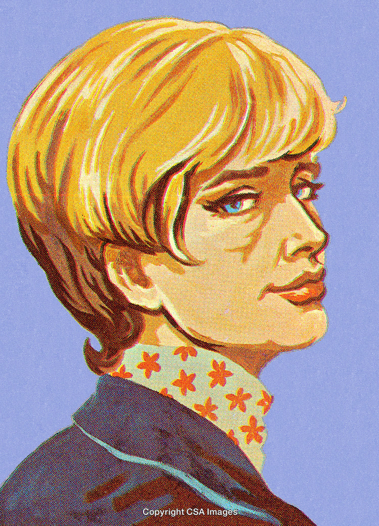 Pop Art Style Illustration of a Woman in a Retro Outfit