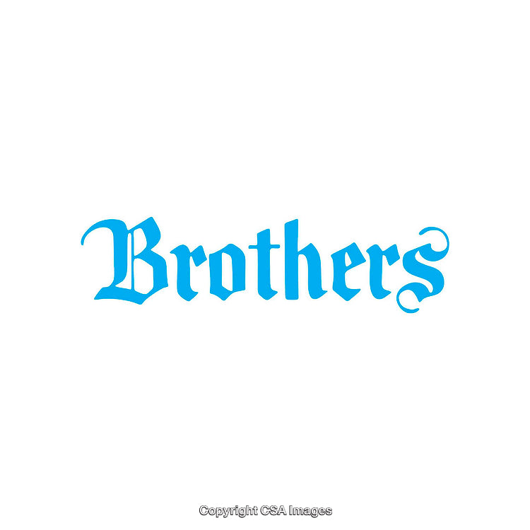 Blue Gothic Style 'Brothers' Text Against White Background