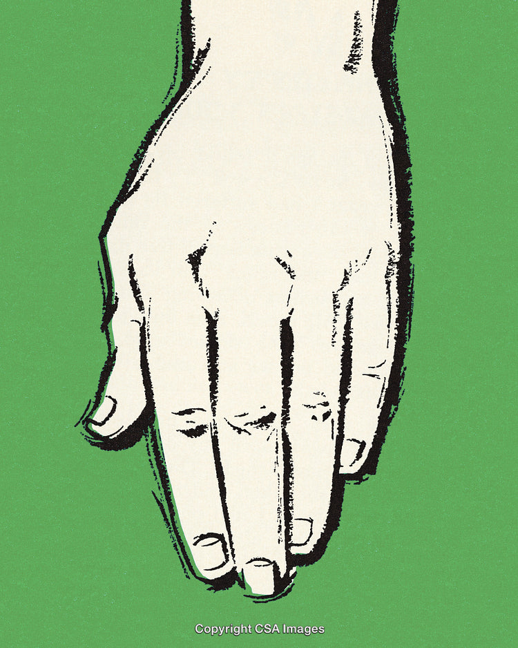 Minimalist Drawing of a Hand Against a Green Background