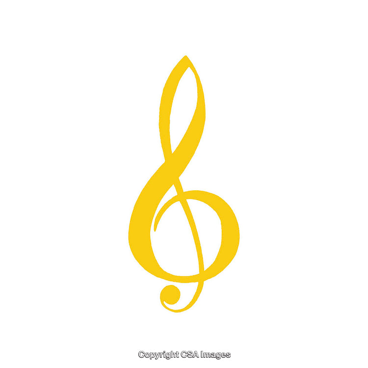 Golden Treble Clef Symbol Isolated on White Background