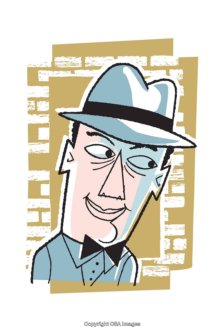 Retro Illustration of Gentleman in Hat with Stylish Expression