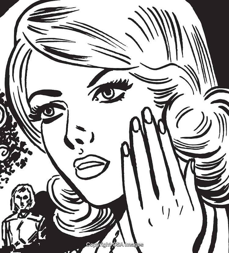 Pop Art Style Illustration of Woman Expressing Surprise or Concern