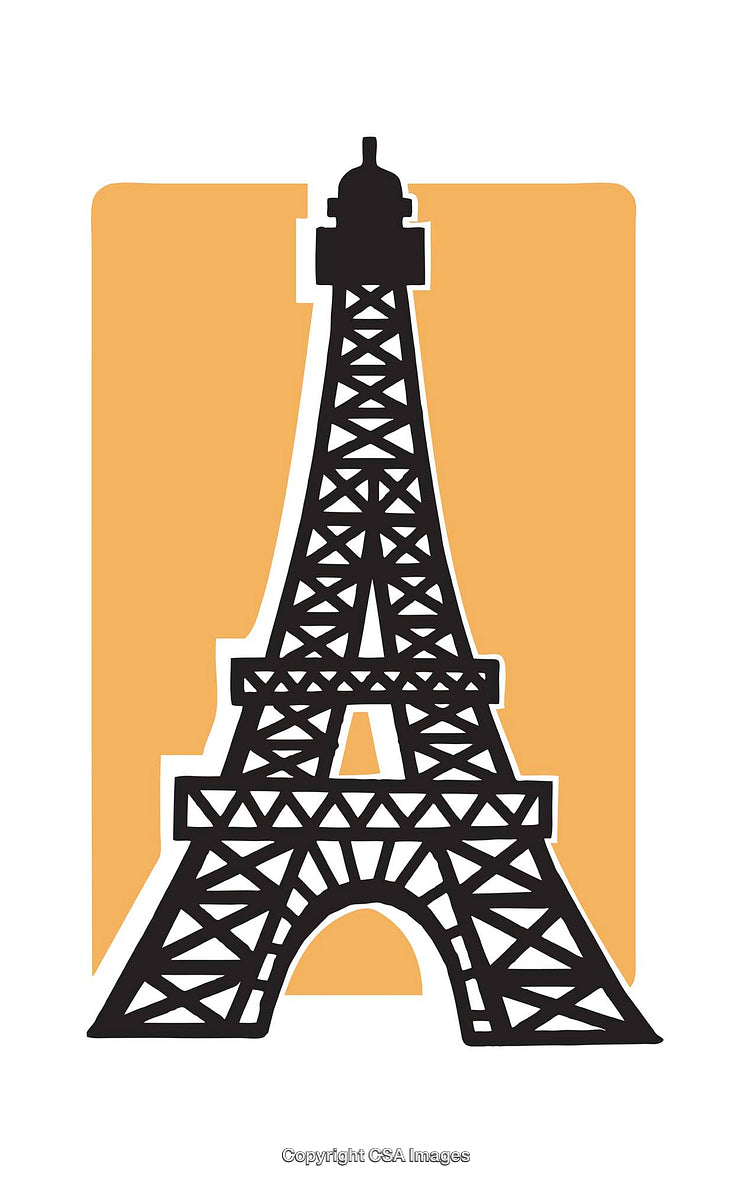Abstract Eiffel Tower Illustration with Bold Colors and Stylish Design