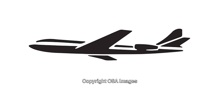 Silhouette Of Airplane Icon Depicting Flight and Aviation Themes in Black