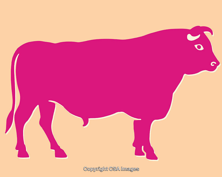 Pink Silhouette of a Bull on a Neutral Background