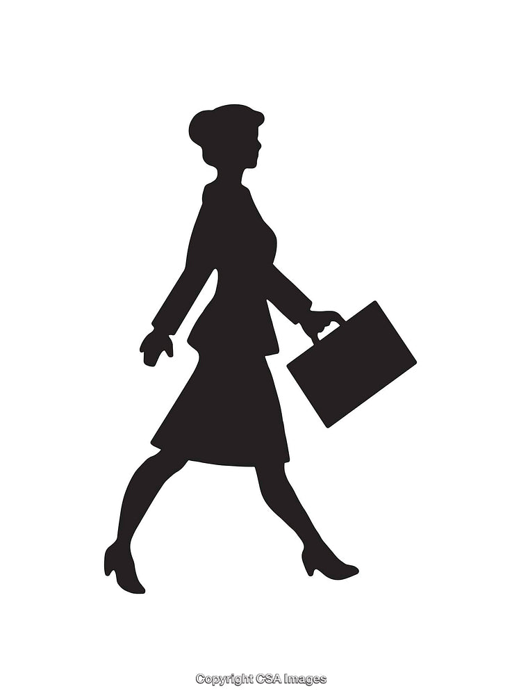 Silhouette of a Businesswoman Walking with a Briefcase in Hand