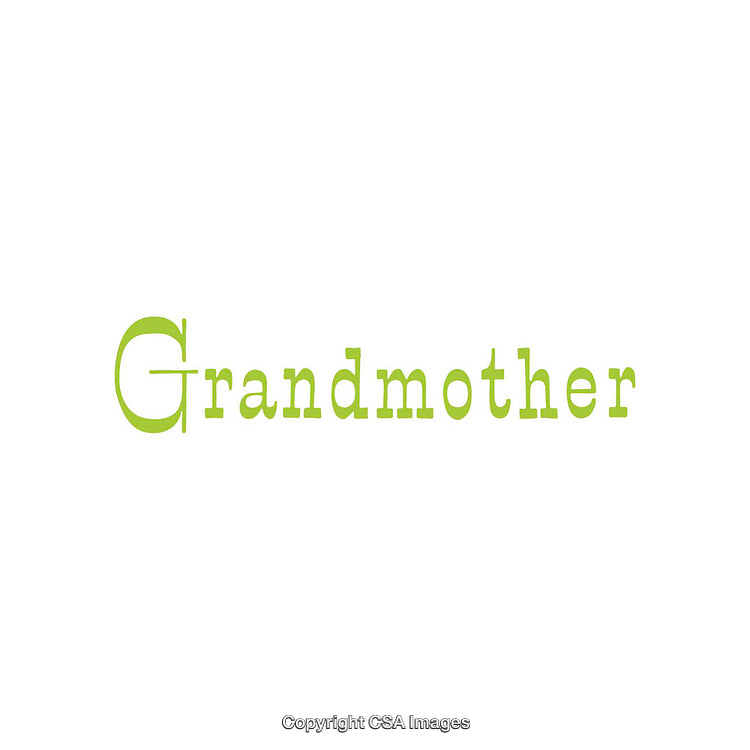 Green Font Spelling 'Grandmother' on a White Background for Design Themes