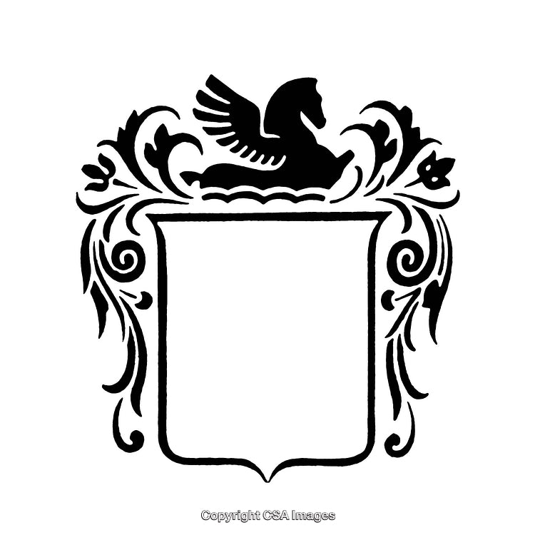 Elegant Black and White Ornamental Coat of Arms Design