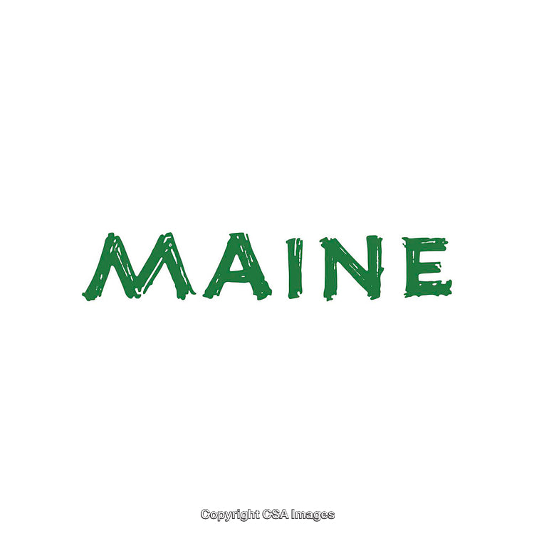 Green Textured Typography with 'Maine' on White Background