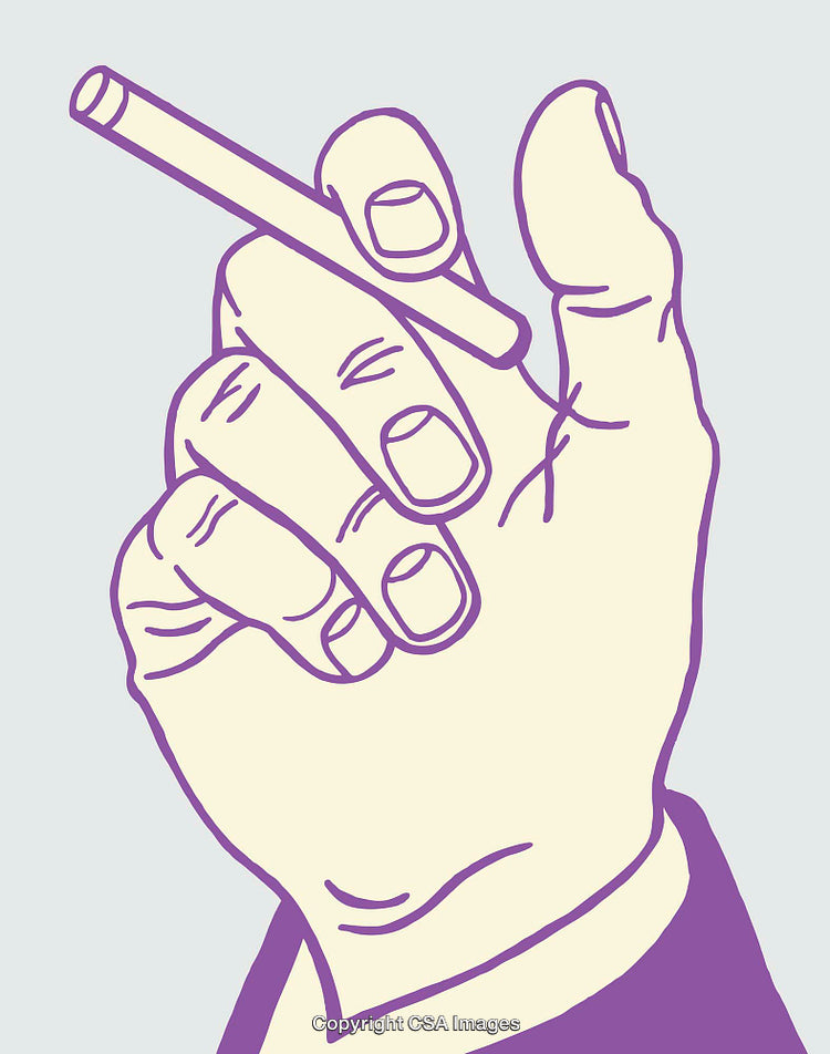 Minimalistic Line Art of Hand Holding a Smoking Cigarette