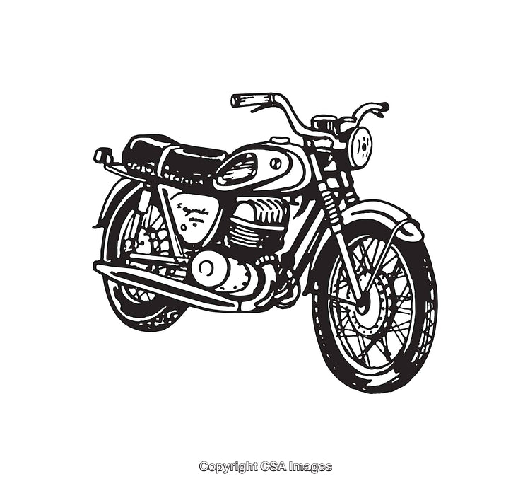Vintage Motorcycle Line Art Illustration in Black and White Style