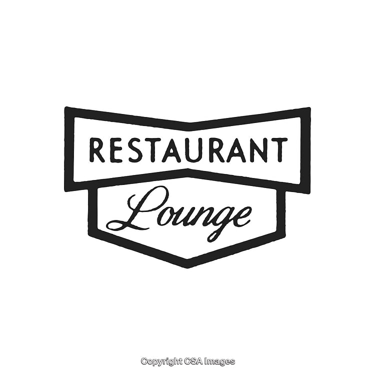 Vintage Black and White Restaurant Lounge Sign Emblem Design
