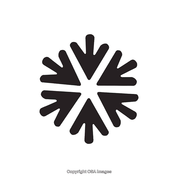 Abstract Black and White Symmetrical Arrow and Snowflake Shape