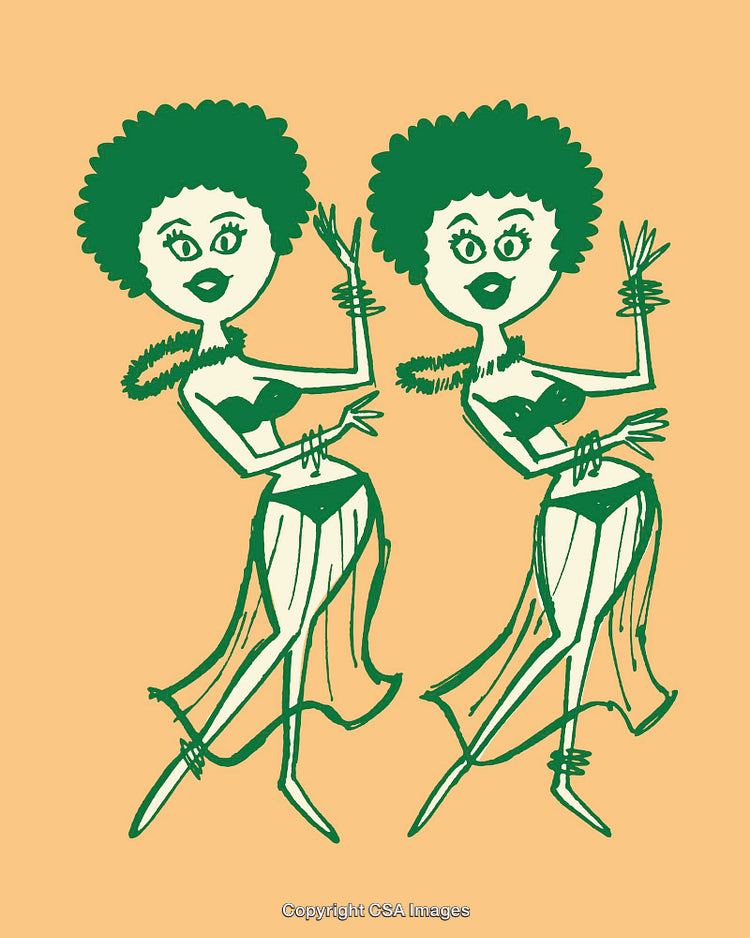 Color Line Art of Two Stylized Dancers Performing a Traditional Dance