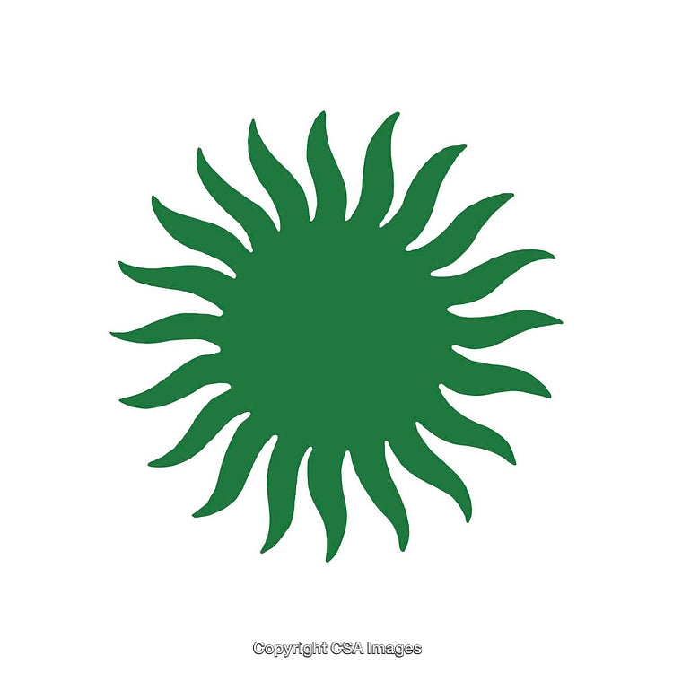 Green Abstract Sun Symbol With Wavy Radiant Design