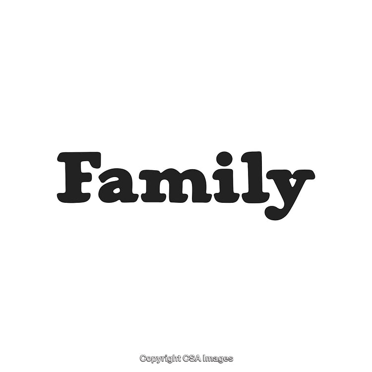 Classic Typography Displaying the Word Family in Bold Black Font on White